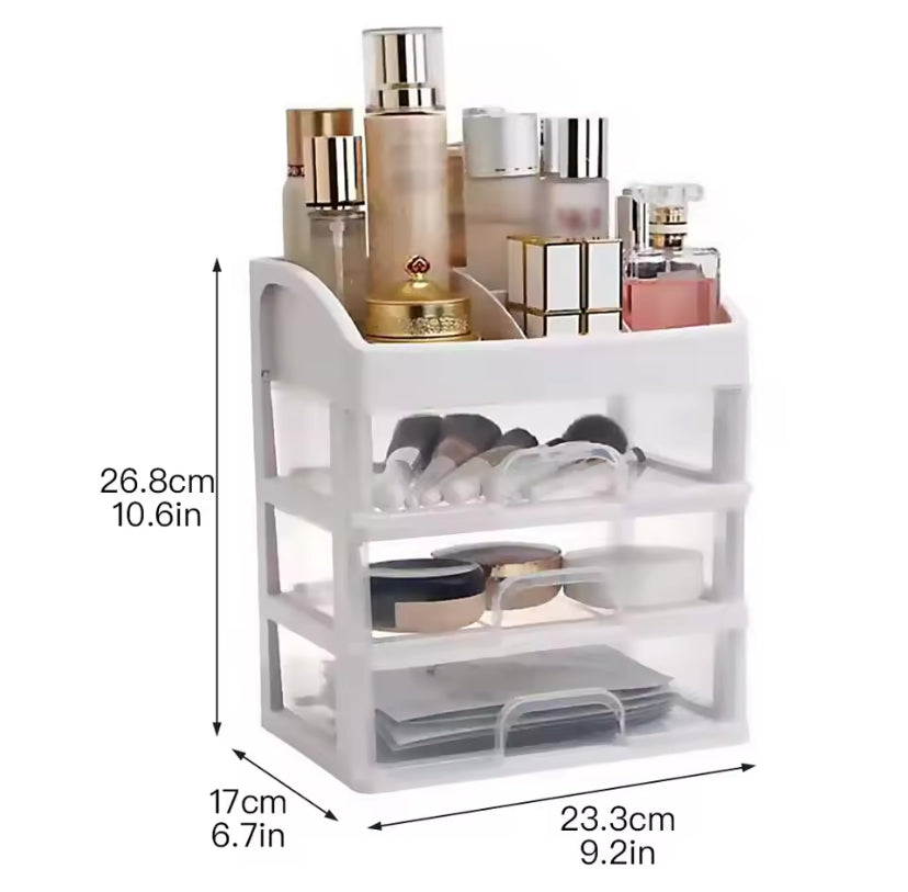 Three Layer Transparent Cosmetic Storage Rack, Multifunctional Desktop Storage Rack, Durable Plastic Desktop Organizer, Office Desktop Organizer Three Layer Transparent Cosmetic Storage Rack, Multifunctional Desktop Storage Rack, Durable Plastic Desktop Organizer, Office Desktop Organizer
